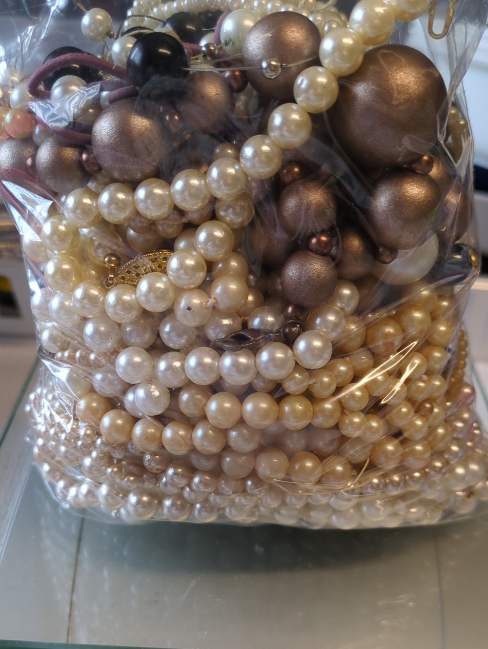 ☀️A78 Mixed Faux Pearl Lot in Cream and Bronze Tones for Crafting 700g